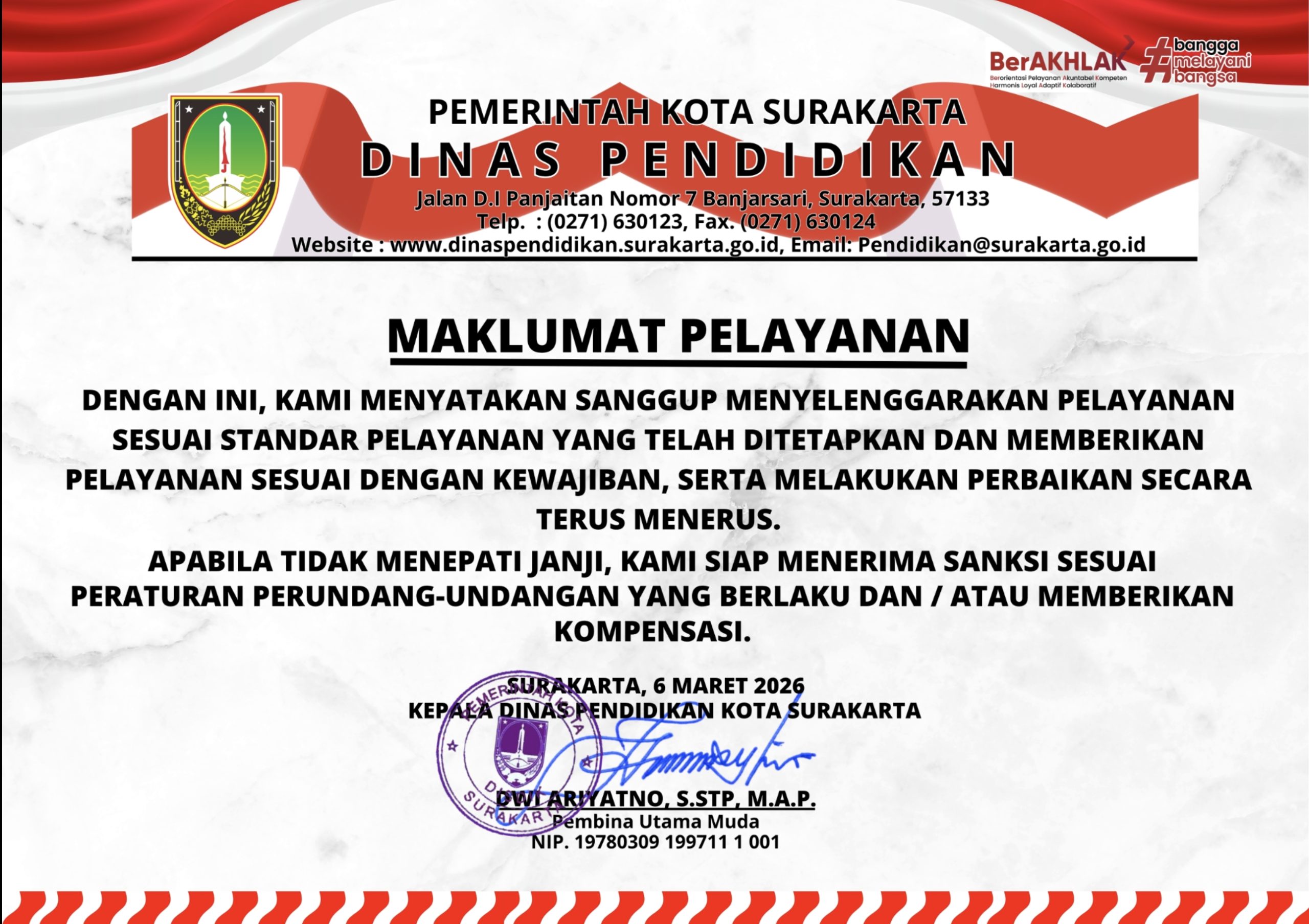 Maklumat Standar Pelayanan Maklumat Standar Pelayanan